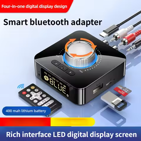 Bluetooth 6.0 audio receiver 3D stereo music wireless adapter TF card/RCA/AUX/USB3.5mm jack car spea