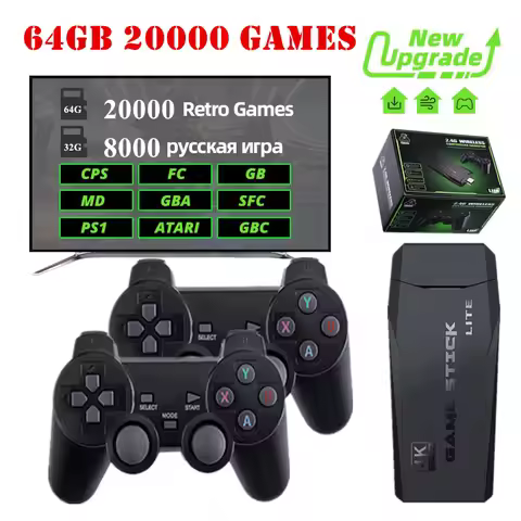 Video Game Console 2.4G Double Wireless Controller Game Stick 4K 20000 Games 64 32GB Retro Games for