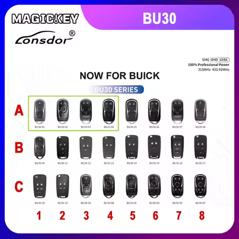 LONSDOR Universal Key for Buick All Series BU30 ID46 ID49 1D4A 315/433.92MHZ Program by K518 KW100