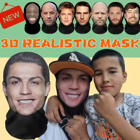 3D Funny Seamless Mask Halloween Cosplay Mask Funny Face Printed Head Scarf Famous Person Ice Silk S