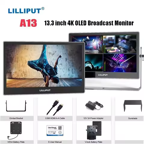 LILLIPUT A13 13.3 inch 4K OLED Broadcast Monitor OLED Screen Quad-split Multview•