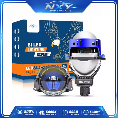 NXY K5PRO 3 Inch Bi LED Laser Projector Headlight 130W Hi Low Beam Car LED Lens Plug and Play H4 H7 