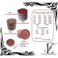 ABRASIVE MALL 5" 125MM 5 INCH RED DRY SAND SANDING DISC VELCRO TAPE P1200 P1500 P2000 SANDPAPER PSA