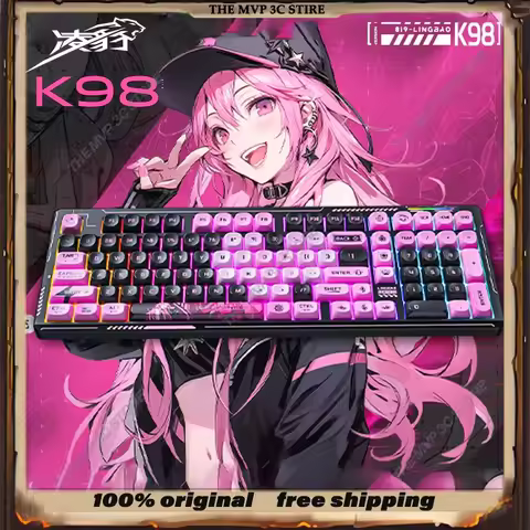 Big Sales Lingbao K98 Three Mode 10000mah Mechanical Keyboard Gaming Office RGB Hot Swap 98keys Cust