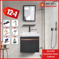 Stainless Steel DCS601 Bathroom Basin Cabinet With Mirror & Shelf / Basin Kabinet Bercermin Big Wall