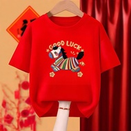 COD【Rainbow Horse】Ready Stock Cny Tshirt Budak pure Cotton Kid T Shirt，Fashion Round Neck T-Shirt fo