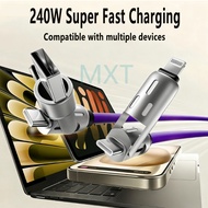 Kabel Fast Charging 240W Multi Charging Cable 4 in 1 Type C USB LED Light