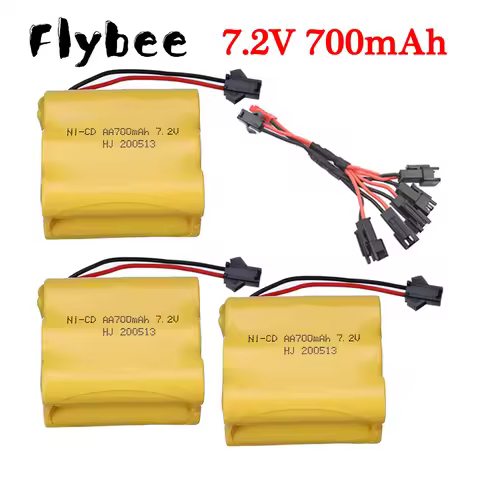 (SM Plug) 7.2V 700mAh NiCD Battery For Rc toys Car Model Tanks Robots Boats Guns AA 700 mah 7.2 v Re