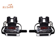 SPD Pedals for Spin Bike with Toe Cages for Shimano Clip Pedals Indoor Exercise Cycling Platform Pedals 9/16 inch
