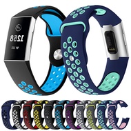 Fitbit charge3 two-color round hole silicone strap sports models silicone watch with wristband replacement accessories
