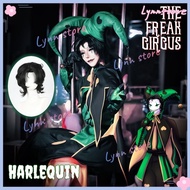  PIERROT HARLEQUIN JESTER Cosplay Costume THE FREAK CIRCUS Cos Jester Suit Wig Set Carnival Party Ou