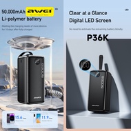 AWEI Large capacity Powerbank 50000mAh 22.5W Fast Charging With LED Digital Display PD20W Power Bank