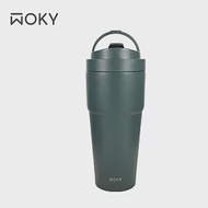 【WOKY 沃廚】-[●●]渾圓杯-手提雙層陶瓷易潔層保溫杯750ml 無際綠