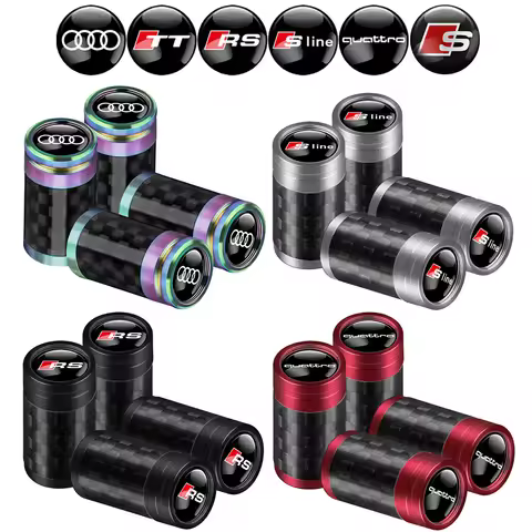 4Pcs Car Tire Valve Stem Cap Tyre Wheel Stem Air Valve Cover for AUDI SLINE RS S QUATTRO A3 8P A4 B5