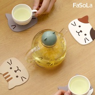 FaSoLa 多用途加厚 PVC 止滑杯墊 可愛貓咪款 (2片裝)-花貓