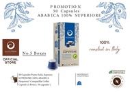 (เซ็ต 5 กล่อง x10 แคปซูล ) Punto Italia Espresso กาแฟแคปซูล SUPERIORE อาราบิก้า100% สำหรับเครื่อง Ne