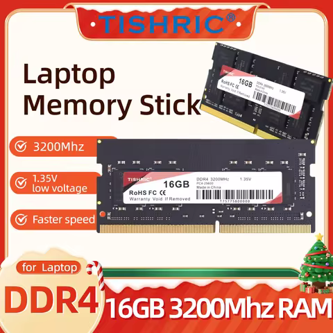 TISHRIC Memoria Ram DDR4 16GB 3200Mhz DIMM Laptop Computer Memory Rams 1.35V Notbook Memory Stick DD