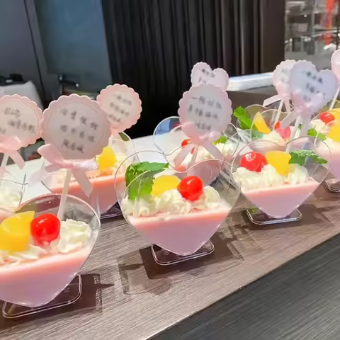 10pcs- Heart-shaped mousse cup pudding cup Heart-shaped jelly cup Tiramisu cup Dessert cup Plastic d
