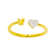 Happy Jewelry แหวนหัวใจเพชร ผีเสื้อ ทองแท้ 9k 37.5% เพชรเกสร ME008