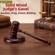 PIXELHIVE​ Wooden Judge Hammer, High Quality with Sound Block Wood Adjudgement Gavel, Durable Multi-