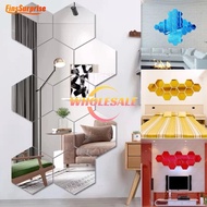 [Wholesale Price] Home Decorative 3D Geometric Colorful Hexagon Acrylic Mirror Sticker Bedroom Living Room Art Mirror Wall decals Removable Self Adhesive Mosaic Tiles DIY Decals