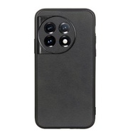 全城熱賣 - 適用於 OnePlus 11 5G 精孔雙色牛皮紋PU手機殼（黑色）