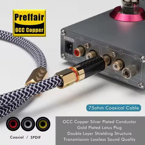 Preffair X414 HiFi AES/EBU Digital Audio Cable/ 75 Ohms Coaxial Wires /Gold Plated RCA Plug for DAC/