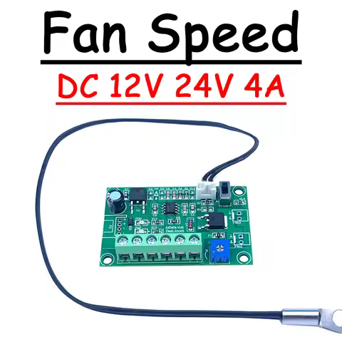DC 12V 24V 4A Fan Temperature Control 2/3/4wire Monitor Temp Chassis Cabinet Fan Speed Governor PWM 