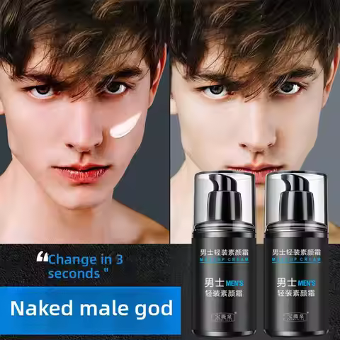 Men's Natural Whitening BB Cream - Waterproof Anti-Sweat Concealer Acne Mark Cover Moisturizing Isol