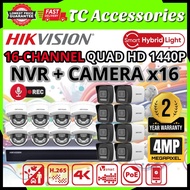 HIKVISION 16-CHANNEL 4MP NETWORK POE Quad HD 4.0MP 2K CCTV 16CH NVR + Camera Set Smart Hybrid Color