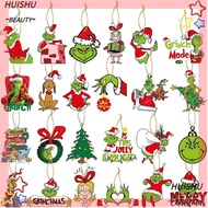 HUISHU 24Pcs Xmas Tree Hanging Decoration, Grinch Merry Christmas Grinch Figure Pendant, Flat Xmas T