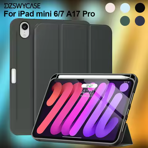 For iPad Mini 7 A17 Pro Case 2024, for iPad Mini 6 Case 2021 with Pencil Holder, Cover for iPad Mini
