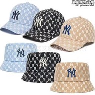 MLB新款滿印漁夫帽男女休閒NY盆帽復古老花棒球帽夏季遮陽帽子潮