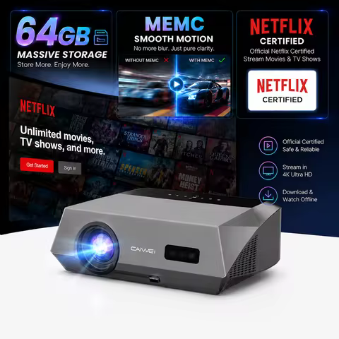 CAIWEI A10Q 4K Projector 4000 ANSI Home Theater for Movies Full HD WiFi 2G 64G MEMC Auto Focus 1080P