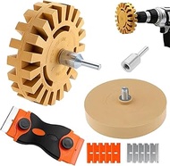 Pack of 2 foil erasers (diameter 100 mm and diameter 88 mm), sticker remover with adhesive removal b