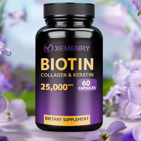 Biotin Capsules - With Hyaluronic Acid, Collagen & Keratin - for Hair, Skin, Nail Health - 60 Capsul