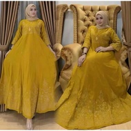 Hindi Rodia Women's Dress – Ceruty Embroidery Front Back Zipper 7 Sleeves/8 Waist Tie