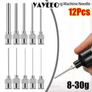 YAYEEO 12Pcs Dispensing Machine Needle, Blunt Tip Metal Industrial Glue Injection Needle, 8G-30G Flu