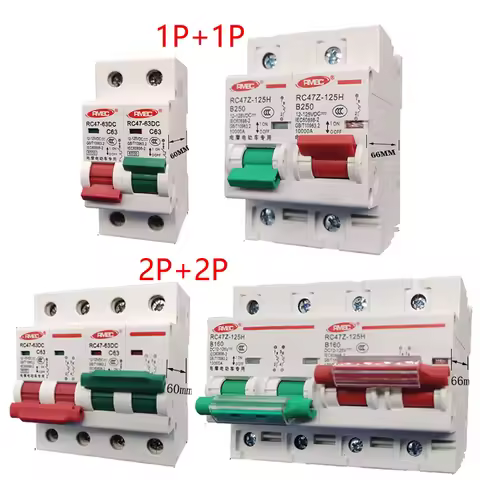 DC 1P+1P 2P+2P Circuit Breaker MCB Double Power Conversion Interlock 32A 63A 80A 100A 125A 150A 160A