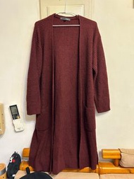 H:connect 紅棕長版針織罩衫
