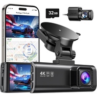 REDTIGER Dash Cam Front Rear, 4K/2.5K Full HD Dash Camera for Cars, Included 32GB Card, Built-in Wi-