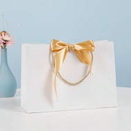 1/2/5pcs Bow Decor Gift Bags, Apparel Packaging Bags, Cosmetic Bags, Shopping Bags, Tote Bags