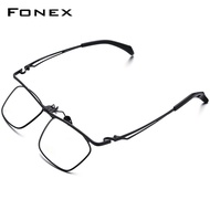 FONEX 180 ° พลิกไทเทเนียมกรอบแว่นตาผู้ชาย2022ใหม่ชายกึ่ง Rimless แว่นสายตา Ultralight ครึ่งแว่นตา F8044