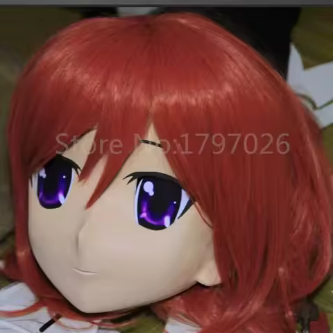 Handmade Latex Full Head Mask Fetish Female Kigurumi Cosplay Crossdresser Kigurumi Mask Eye Hair Col