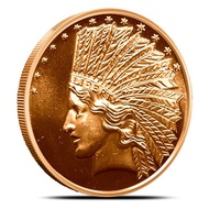 U.S. United States SilverTowne Indian 1 oz .999 Fine Cu Copper Round Coin (Made in United States) 1o