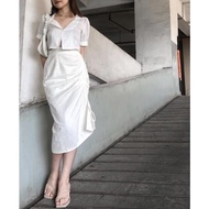 Terbaru! Rok Serut Linen Midi Skirt ,.