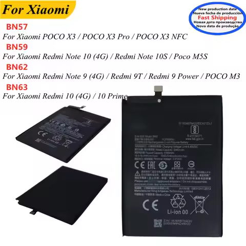 BN57 BN59 BN62 BN63 Battery For Xiaomi POCO X3 Pro NFC X3Pro M3 M5S /Redmi Note 10 Prime 10S 9T 9 Po