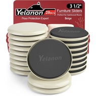Yelanon Furniture Sliders for Carpet - 20 PCS Heavy Duty Moving Pads 3 1/2" - Sliders for Furniture 