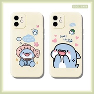 Cute Shark couple iPhone bag case with funny prints for all lines 7/8/x/xs/11/12/13/14/15/16 plus/pr