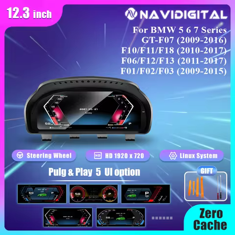 12.3 "Navidigital Dashboard For BMW F07 F10 F11 F18 F06 F12 F13 F01 F02 F03 2009-2017 Years Instrume